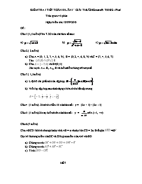 Kiểm tra 1 tiết Toán 10 lần 1